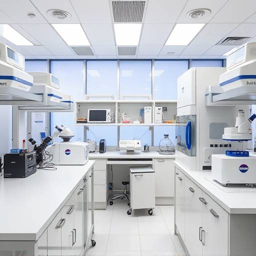 A modern research lab with advanced equipment