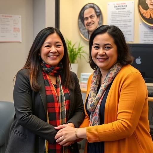 A student advisor providing guidance and support to a student in the student services office at the Italian Education Hub.