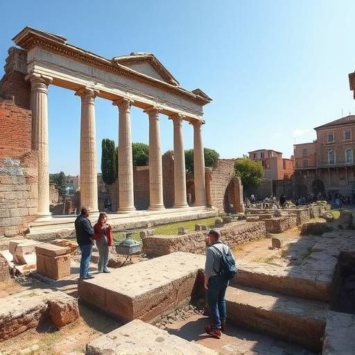Researchers surveying an archaeological site in Rome
